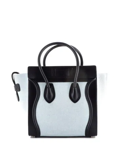 Pre-owned Celine Luggage Bag Grainy Leather Mini Tote Bag In Black