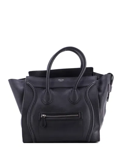 Pre-owned Celine Luggage Bag Grainy Leather Mini Tote Bag In Black