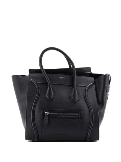 Pre-owned Celine Luggage Bag Grainy Leather Mini Tote Bag In Black