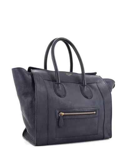 Pre-owned Celine Luggage Bag Grainy Leather Mini Tote Bag In Blue