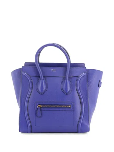 Pre-owned Celine Luggage Bag Grainy Leather Mini Tote Bag In Blue