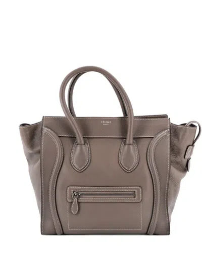 Pre-owned Celine Luggage Bag Grainy Leather Mini Tote Bag In Gray
