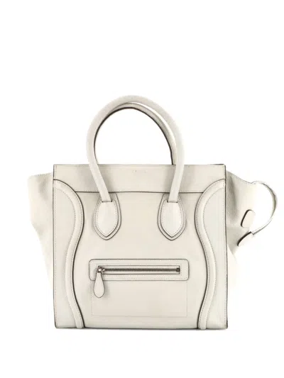 Pre-owned Celine Luggage Bag Grainy Leather Mini Tote Bag In Gray