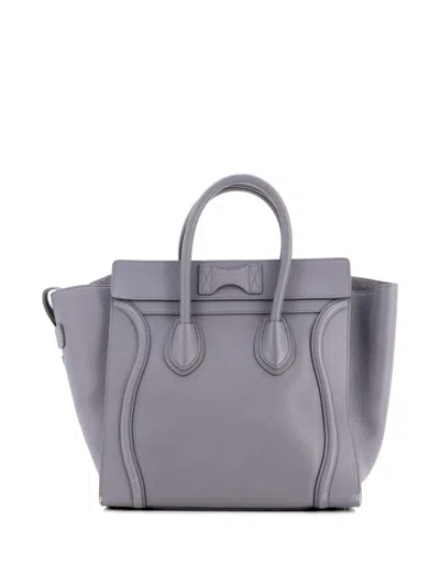 Pre-owned Celine Luggage Bag Grainy Leather Mini Tote Bag In Gray