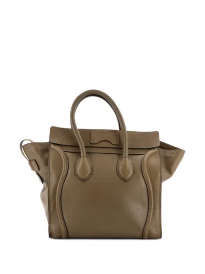 Pre-owned Celine Luggage Bag Grainy Leather Mini Tote Bag In Green