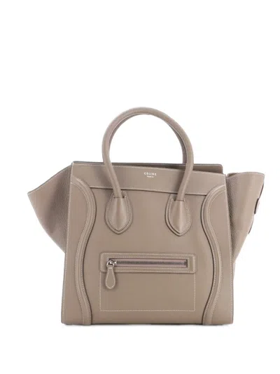 Pre-owned Celine Luggage Bag Grainy Leather Mini Tote Bag In Grey
