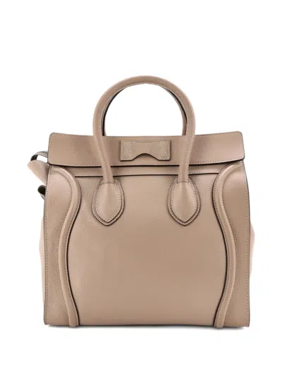 Pre-owned Celine Luggage Bag Grainy Leather Mini Tote Bag In Neutral