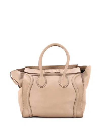 Pre-owned Celine Luggage Bag Grainy Leather Mini Tote Bag In Neutral