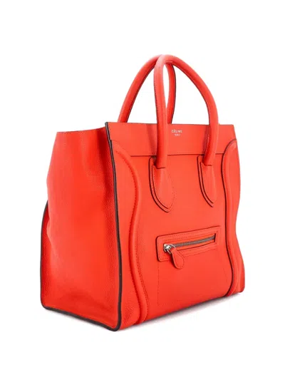 Pre-owned Celine Luggage Bag Grainy Leather Mini Tote Bag In Orange
