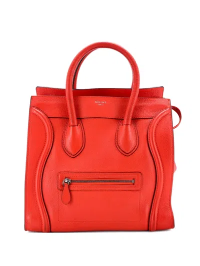 Pre-owned Celine Luggage Bag Grainy Leather Mini Tote Bag In Orange