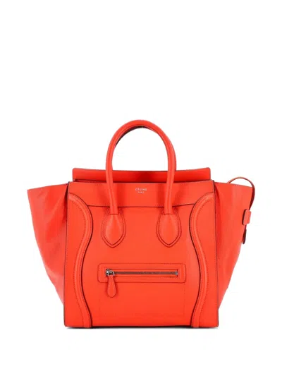 Pre-owned Celine Luggage Bag Grainy Leather Mini Tote Bag In Orange