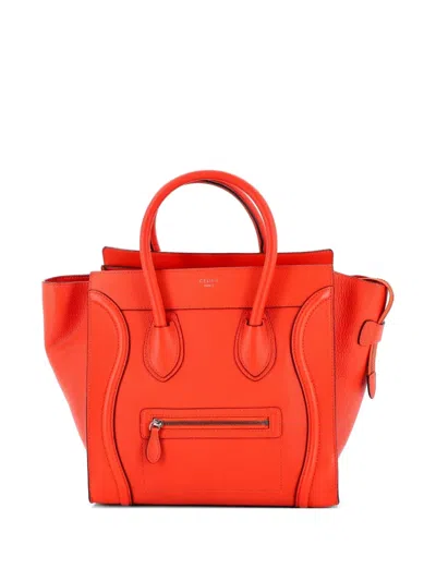 Pre-owned Celine Luggage Bag Grainy Leather Mini Tote Bag In Orange