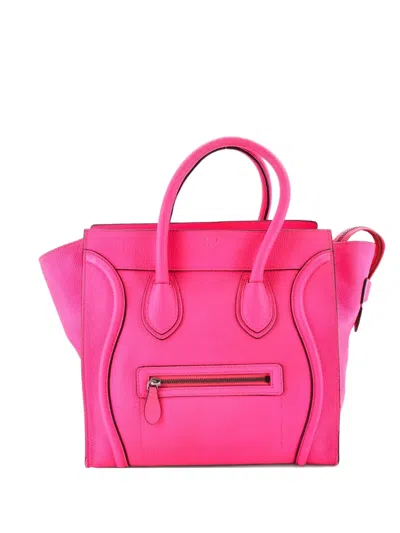 Pre-owned Celine Luggage Bag Grainy Leather Mini Tote Bag In Pink
