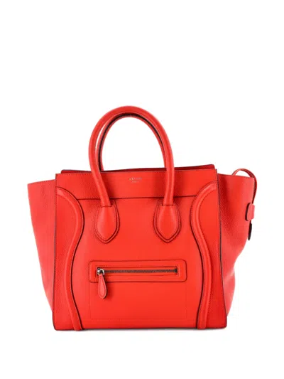 Pre-owned Celine Luggage Bag Grainy Leather Mini Tote Bag In Red