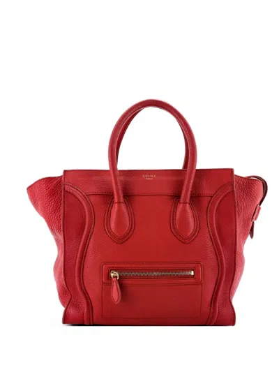 Pre-owned Celine Luggage Bag Grainy Leather Mini Tote Bag In Red