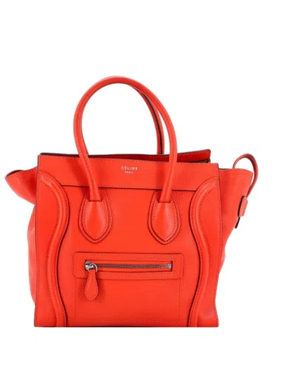 Pre-owned Celine Luggage Bag Grainy Leather Mini Tote Bag In Red