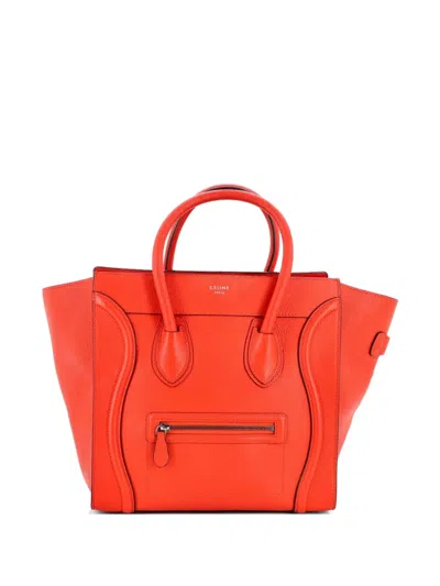 Pre-owned Celine Luggage Bag Grainy Leather Mini Tote Bag In Red