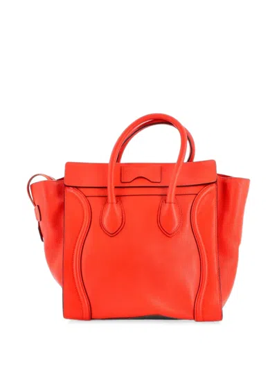 Pre-owned Celine Luggage Bag Grainy Leather Mini Tote Bag In Red