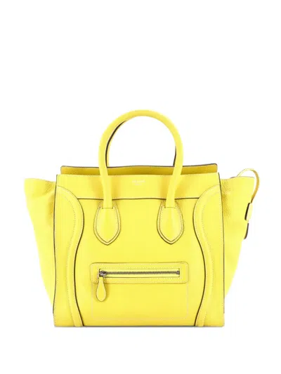 Pre-owned Celine Luggage Bag Grainy Leather Mini Tote Bag In Yellow