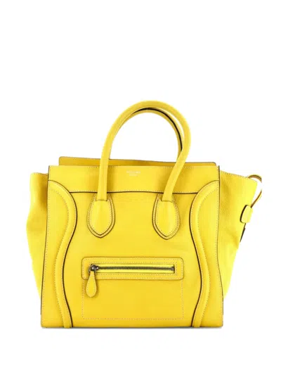 Pre-owned Celine Luggage Bag Grainy Leather Mini Tote Bag In Yellow