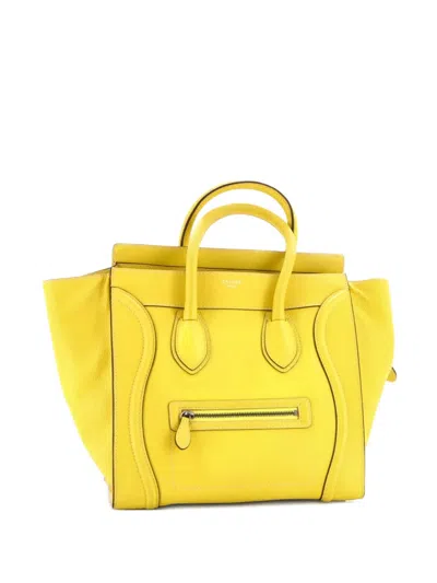 Pre-owned Celine Luggage Bag Grainy Leather Mini Tote Bag In Yellow