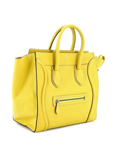 Pre-owned Celine Luggage Bag Grainy Leather Mini Tote Bag In Yellow