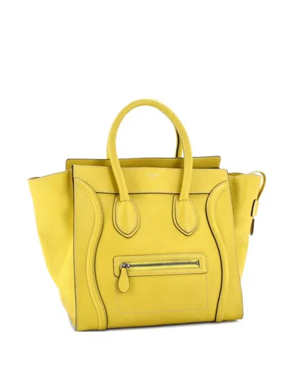 Pre-owned Celine Luggage Bag Grainy Leather Mini Tote Bag In Yellow