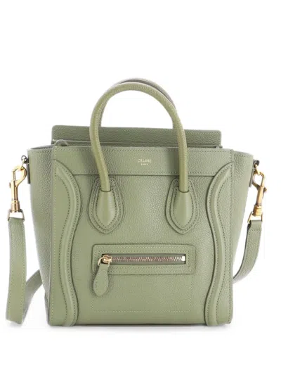Pre-owned Celine Luggage Bag Grainy Leather Nano Crossbody Bag In Green
