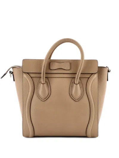 Pre-owned Celine Luggage Bag Grainy Leather Nano Crossbody Bag In Neutral