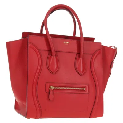 Pre-owned Celine Luggage Bag Grainy Leather Red Leather Handbag ()
