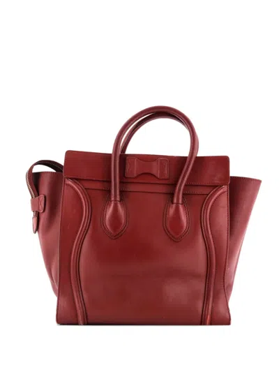 Pre-owned Celine Luggage Bag Smooth Leather Medium Tote Bag In Red