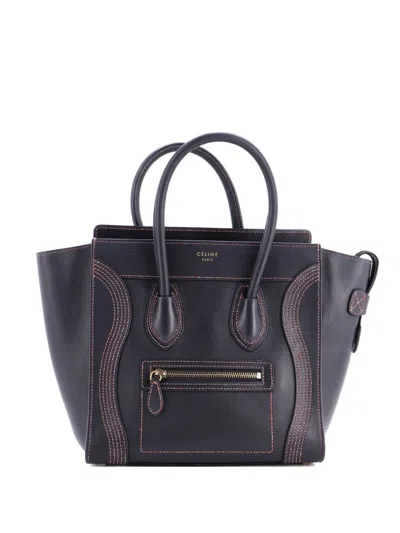 Pre-owned Celine Luggage Bag Smooth Leather Micro Tote Bag In Black