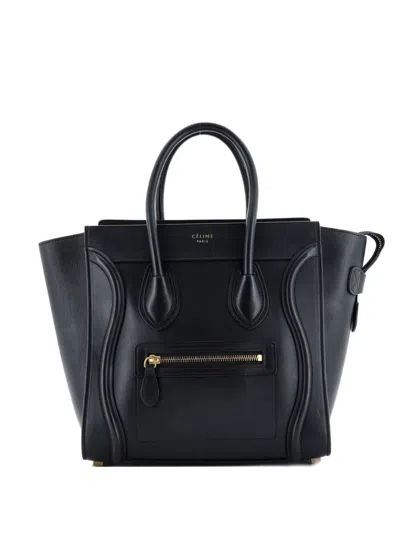 Pre-owned Celine Luggage Bag Smooth Leather Micro Tote Bag In Black