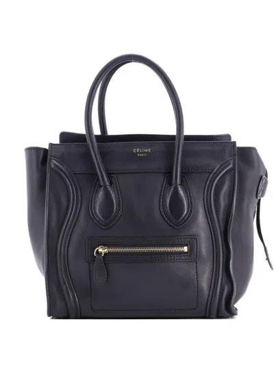 Pre-owned Celine Luggage Bag Smooth Leather Micro Tote Bag In Black