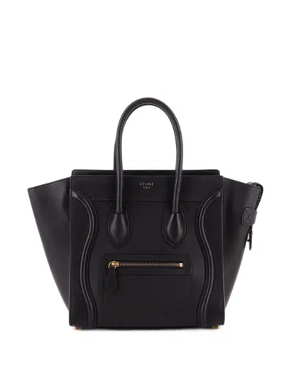 Pre-owned Celine Luggage Bag Smooth Leather Micro Tote Bag In Black