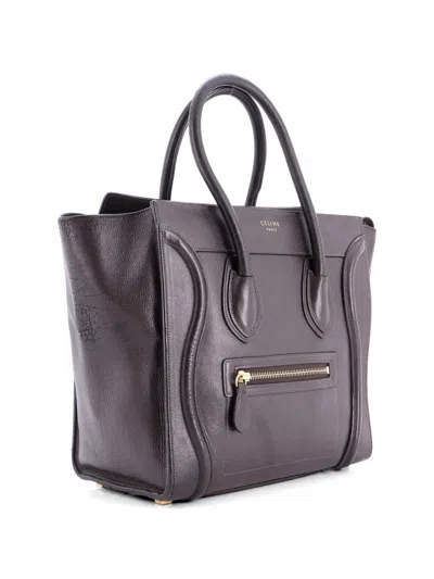 Pre-owned Celine Luggage Bag Smooth Leather Micro Tote Bag In Brown