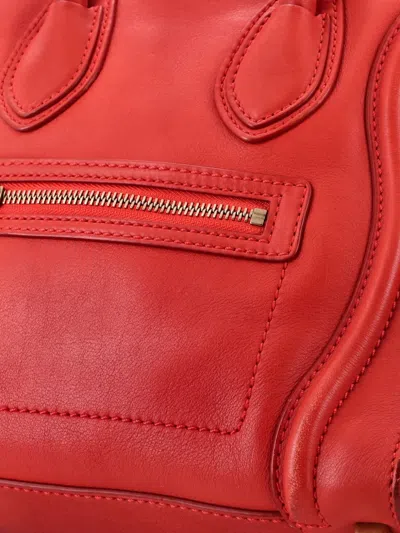 Pre-owned Celine Luggage Bag Smooth Leather Micro Tote Bag In Red