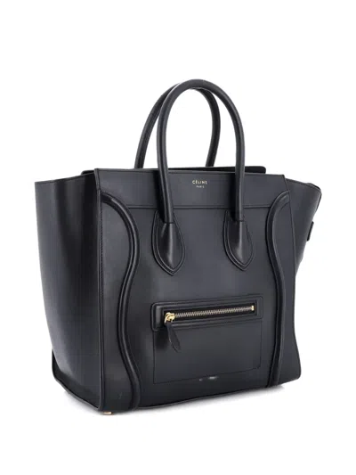 Pre-owned Celine Luggage Bag Smooth Leather Mini Tote Bag In Black