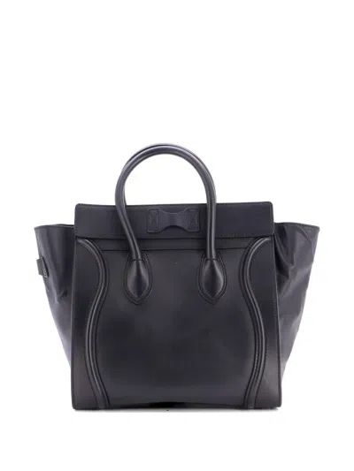 Pre-owned Celine Luggage Bag Smooth Leather Mini Tote Bag In Black