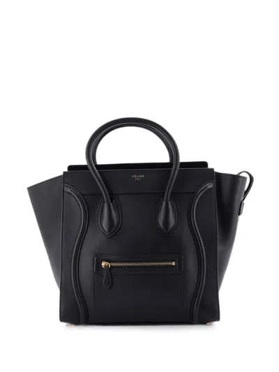 Pre-owned Celine Luggage Bag Smooth Leather Mini Tote Bag In Black