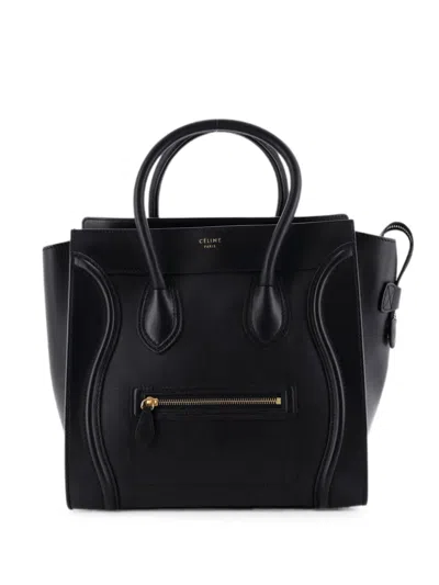 Pre-owned Celine Luggage Bag Smooth Leather Mini Tote Bag In Black