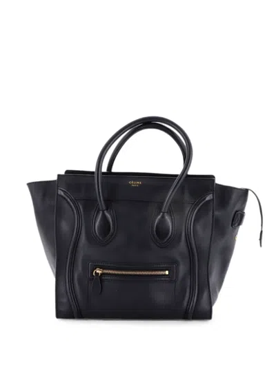 Pre-owned Celine Luggage Bag Smooth Leather Mini Tote Bag In Black