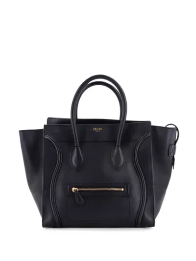 Pre-owned Celine Luggage Bag Smooth Leather Mini Tote Bag In Black