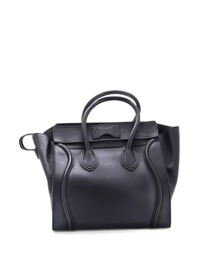 Pre-owned Celine Luggage Bag Smooth Leather Mini Tote Bag In Black