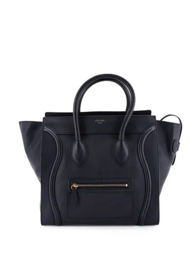 Pre-owned Celine Luggage Bag Smooth Leather Mini Tote Bag In Blue