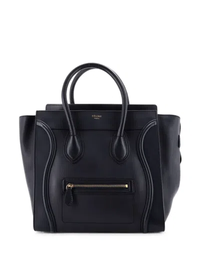 Pre-owned Celine Luggage Bag Smooth Leather Mini Tote Bag In Blue