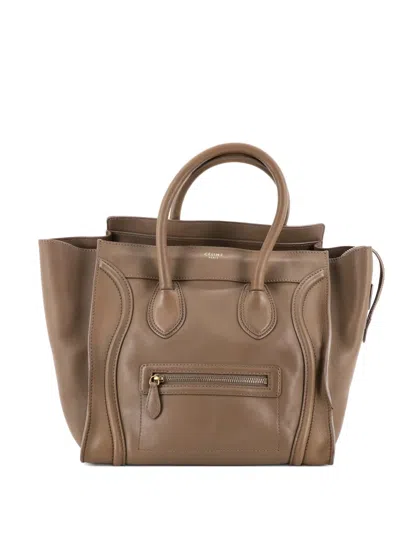 Pre-owned Celine Luggage Bag Smooth Leather Mini Tote Bag In Brown