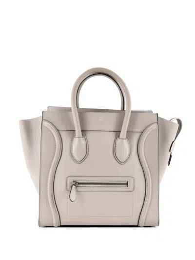 Pre-owned Celine Luggage Bag Smooth Leather Mini Tote Bag In Gray