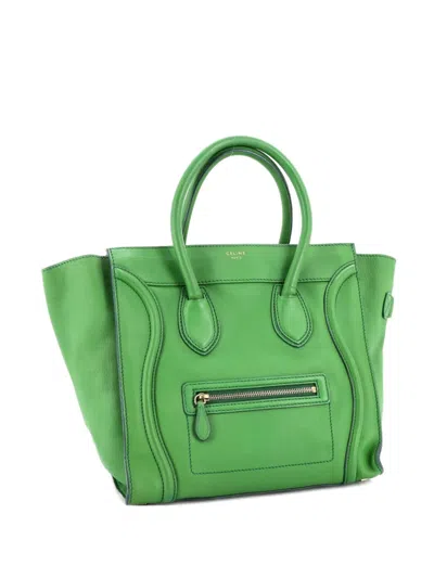Pre-owned Celine Luggage Bag Smooth Leather Mini Tote Bag In Green