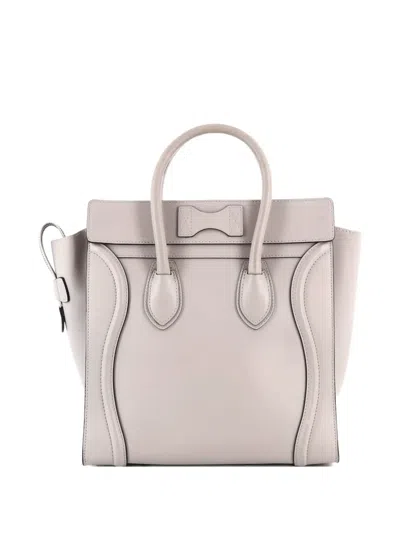 Pre-owned Celine Luggage Bag Smooth Leather Mini Tote Bag In Neutral